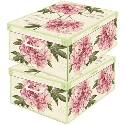 Lavatelli Set aus 2 Aufbewahrungsboxen mit Deckel – Große Kleiderboxen aus Karton 32x42x17,5 cm – Made in Italy, robust, leicht zu montieren, mit Tragegriffen – Perfekt für Kleiderschrank & Saisonwechsel Peony Lavatelli Set aus 2 Aufbewahrungsboxen mit Deckel – Große Kleiderboxen aus Karton 32x42x17,5 cm – Made in Italy, robust, leicht zu montieren, mit Tragegriffen – Perfekt für Kleiderschrank & Saisonwechsel Peony