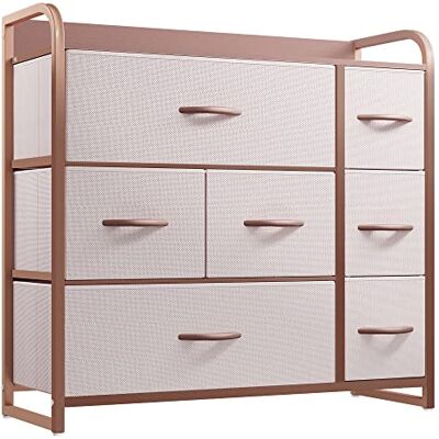 YITAHOME Kommode, Schrank, Aufbewahrungsschrank, 7 Schubladen aus Stoff mit Griffen, Aufbewahrungskommode, Rosa YITAHOME Kommode, Schrank, Aufbewahrungsschrank, 7 Schubladen aus Stoff mit Griffen, Aufbewahrungskommode, Rosa