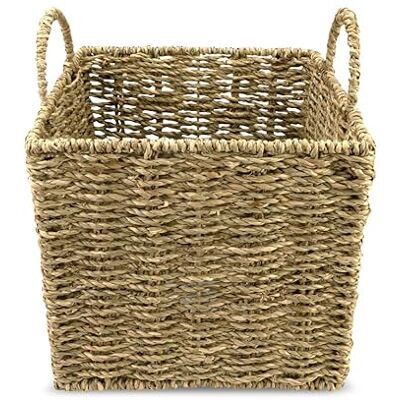 Jean & Len Aufbewahrungskorb, rechteckig, aus Seegras, vielseitig einsetzbar für Handtücher, Kosmetika und andere Utensilien, dekorative und langlebige Aufbewahrungslösung, 22 x 22 x 26 cm Jean & Len Aufbewahrungskorb, rechteckig, aus Seegras, vielseitig einsetzbar für Handtücher, Kosmetika und andere Utensilien, dekorative und langlebige Aufbewahrungslösung, 22 x 22 x 26 cm
