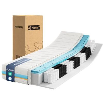 NAPSIE Taschenfederkernmatratze 100x200 cm 7-Zonen ergonomisch Matratze,Härtegrad H3,Mittelfest, 22 cm Höhe,Memoryschaum atmungsaktiv, Waschbarer Bezug,Oeko-TEX Standard 100 Zertifiziert NAPSIE Taschenfederkernmatratze 100x200 cm 7-Zonen ergonomisch Matratze,Härtegrad H3,Mittelfest, 22 cm Höhe,Memoryschaum atmungsaktiv, Waschbarer Bezug,Oeko-TEX Standard 100 Zertifiziert
