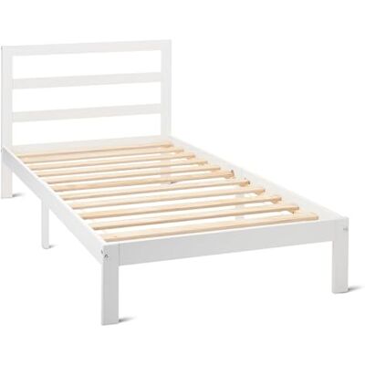 Amazon Basics Einzelbettgestell 90cm x 200cm mit Kopfteil, Bettrahmen mit Lattenrost, Massives Kiefernholz, Weiß Amazon Basics Einzelbettgestell 90cm x 200cm mit Kopfteil, Bettrahmen mit Lattenrost, Massives Kiefernholz, Weiß