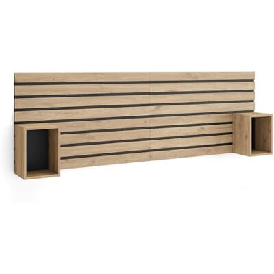 Skraut Home Kopfteil, Nachttischen Lamellenwand Holz 214x70x3 135,140,150,160 cm Bett Stauraum Moderner Stil Eiche Skraut Home Kopfteil, Nachttischen Lamellenwand Holz 214x70x3 135,140,150,160 cm Bett Stauraum Moderner Stil Eiche