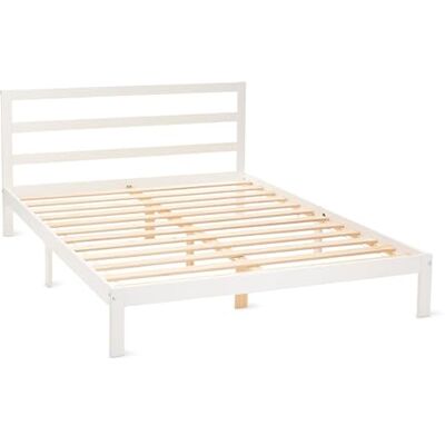 Amazon Basics Kingsize-Bettgestell mit Kopfteil, Massives Kiefernholz mit Lattenrost, 160cm x 200cm, King-Size, Weiß Amazon Basics Kingsize-Bettgestell mit Kopfteil, Massives Kiefernholz mit Lattenrost, 160cm x 200cm, King-Size, Weiß