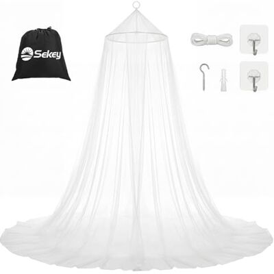 Sekey Moskitonetz Reise mit Reisetasche und Aufhänge-Seil, Feinmaschiges Doppelbett Einzelbett Mückenschutz mit 1 Eingänge, 2,2m hoch 12m Umfang, Fliegengitter Insektennetz für Indoor Outdoor Camping Sekey Moskitonetz Reise mit Reisetasche und Aufhänge-Seil, Feinmaschiges Doppelbett Einzelbett Mückenschutz mit 1 Eingänge, 2,2m hoch 12m Umfang, Fliegengitter Insektennetz für Indoor Outdoor Camping