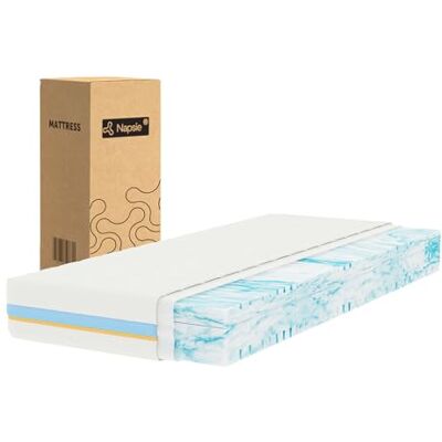 NAPSIE Matratze 90x200 cm– Mittelfest & Weich, Beidseitig nutzbar,22 cm Höhe, 7-Zonen Kaltschaum, ergonomische Rückenstütze, Oeko-Tex Standard 100 Zertifiziert NAPSIE Matratze 90x200 cm– Mittelfest & Weich, Beidseitig nutzbar,22 cm Höhe, 7-Zonen Kaltschaum, ergonomische Rückenstütze, Oeko-Tex Standard 100 Zertifiziert