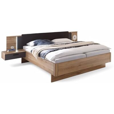 Stella Trading ASCHAU Stilvolle Doppelbett Bettanlage mit Nachtkommoden & Beleuchtung 180 x 200 cm Schlafzimmer Komplett-Set in Mauvella Eiche Optik, Graphit 305 x 93 x 210 cm (B/H/T) Stella Trading ASCHAU Stilvolle Doppelbett Bettanlage mit Nachtkommoden & Beleuchtung 180 x 200 cm Schlafzimmer Komplett-Set in Mauvella Eiche Optik, Graphit 305 x 93 x 210 cm (B/H/T)