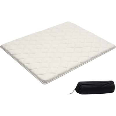 VEVOR japanische Futon-Matratze (2032 x 1524 x 63,5 mm), Faltbare Tatami (Queen Size), Bodenmatratze mit Aufbewahrungstasche & Befestigungsmaterial, 9-lagige Schlafmatte für Meditation Yoga, Weiß VEVOR japanische Futon-Matratze (2032 x 1524 x 63,5 mm), Faltbare Tatami (Queen Size), Bodenmatratze mit Aufbewahrungstasche & Befestigungsmaterial, 9-lagige Schlafmatte für Meditation Yoga, Weiß