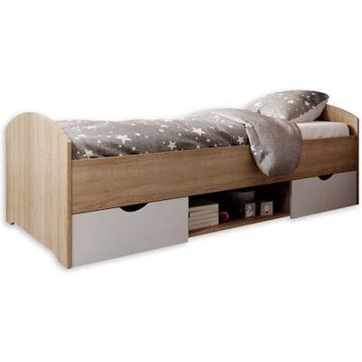 Stella Trading NEMO Modernes Einzelbett mit 2x Schubkästen 90 x 200 cm Praktisches Jugendzimmer Kojenbett in Eiche Sonoma Optik 96 x 66 x 204 cm (B/H/T) Stella Trading NEMO Modernes Einzelbett mit 2x Schubkästen 90 x 200 cm Praktisches Jugendzimmer Kojenbett in Eiche Sonoma Optik 96 x 66 x 204 cm (B/H/T)