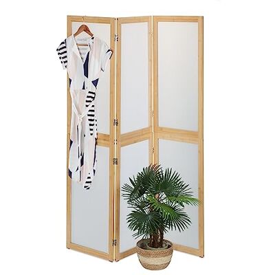 Relaxdays Paravent, 3-teilig, Faltbarer Raumtrenner, HxB: 180x136,5 cm, Kunststoff & Bambus, Trennwand innen, Natur/weiß Relaxdays Paravent, 3-teilig, Faltbarer Raumtrenner, HxB: 180x136,5 cm, Kunststoff & Bambus, Trennwand innen, Natur/weiß