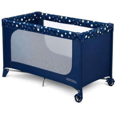 Ricokids Reisebett Baby mit Matratze Klappbar Kinderreisebett Tragetasche 123,5 x 64 x 76 cm Dunkelblau mit Sternen Ricokids Reisebett Baby mit Matratze Klappbar Kinderreisebett Tragetasche 123,5 x 64 x 76 cm Dunkelblau mit Sternen