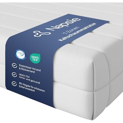 NAPSIE 7-Zonen Matratze H3 Mittelfest Ergonomische Kaltschaummatratze Hypoallergen & Antibakteriell Bezug abnehmbar & waschbar Oeko-TEX®(12cm, 80 x 200 cm) NAPSIE 7-Zonen Matratze H3 Mittelfest Ergonomische Kaltschaummatratze Hypoallergen & Antibakteriell Bezug abnehmbar & waschbar Oeko-TEX®(12cm, 80 x 200 cm)