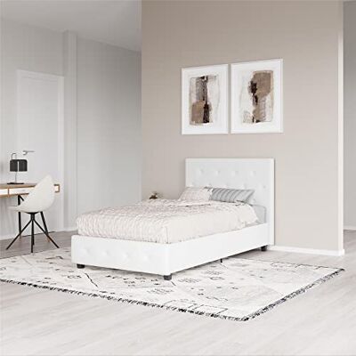 DHP Furniture Dakota Polsterbett Weiß Einzelbett, 80 x 44 x 39cm (L x W x H) DHP Furniture Dakota Polsterbett Weiß Einzelbett, 80 x 44 x 39cm (L x W x H)