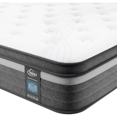 TeQsli Gel Federkernmatratze 90x200 cm 9-Zonen Matratze 25cm Höhe H3 H4 Härtegrad, Orthopädische Taschenfederkern, Hybridmatratze mit Innenschaum Federkern, Öko-Tex & CertiPUR Zertifiziert TeQsli Gel Federkernmatratze 90x200 cm 9-Zonen Matratze 25cm Höhe H3 H4 Härtegrad, Orthopädische Taschenfederkern, Hybridmatratze mit Innenschaum Federkern, Öko-Tex & CertiPUR Zertifiziert