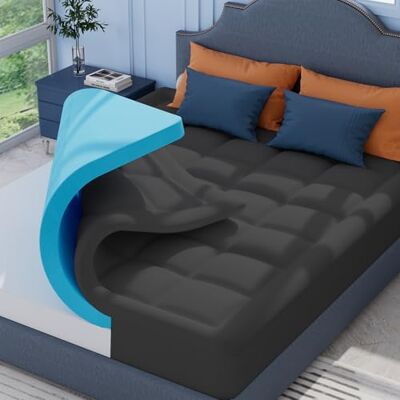 ELEMUSE Grau Matratzen Topper 180x200cm, H3 Gel Topper mit Waschbarem Flauschigem Bezug und Gelschaum, 7CM Höhe Weicher und Bequemer Matratzentopper für Boxspringbett und Unbequeme Betten Schlafsofa ELEMUSE Grau Matratzen Topper 180x200cm, H3 Gel Topper mit Waschbarem Flauschigem Bezug und Gelschaum, 7CM Höhe Weicher und Bequemer Matratzentopper für Boxspringbett und Unbequeme Betten Schlafsofa