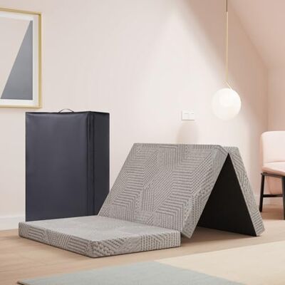 EGOHOME Klappmatratze 75x195 cm, Gästematratze Klappbar Höhe 10 cm, Faltbare Matratze Härtegrade H3, Reisematratze, 3-Teilige Gel Visco Schaumstoff Faltmatratze für Reisen, Camping, Boden, Gästebet EGOHOME Klappmatratze 75x195 cm, Gästematratze Klappbar Höhe 10 cm, Faltbare Matratze Härtegrade H3, Reisematratze, 3-Teilige Gel Visco Schaumstoff Faltmatratze für Reisen, Camping, Boden, Gästebet