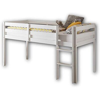 Stella Trading KENI Hochbett mit Leiter & 90 x 200 cm Liegefläche Platzsparendes Kinder Etagenbett aus massiver Kiefer, weiß 97 x 113 x 207 cm (B/H/T) Stella Trading KENI Hochbett mit Leiter & 90 x 200 cm Liegefläche Platzsparendes Kinder Etagenbett aus massiver Kiefer, weiß 97 x 113 x 207 cm (B/H/T)
