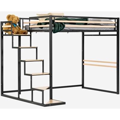 MEUBLE COSY Hochbett 140x200cm Bettrahmen Etagenbett mit Lattenroste aus Holz und Metall, Industriell, für Erwachsene und Kinder MEUBLE COSY Hochbett 140x200cm Bettrahmen Etagenbett mit Lattenroste aus Holz und Metall, Industriell, für Erwachsene und Kinder