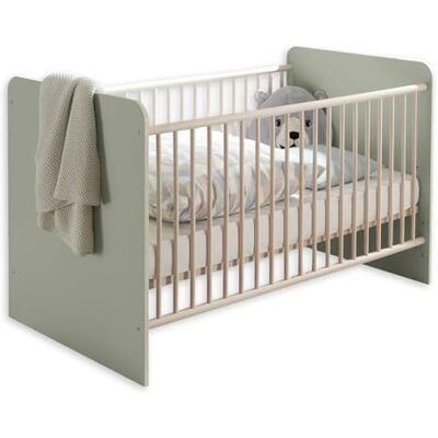 Stella Trading PRIZZI Sicheres Babybett 70x140 cm in Pastellgrün/Aurum Optik Funktionales Baby Gitterbett mit höhenverstellbarem Lattenrost 78 x 88 x 143 cm (B/H/T) Stella Trading PRIZZI Sicheres Babybett 70x140 cm in Pastellgrün/Aurum Optik Funktionales Baby Gitterbett mit höhenverstellbarem Lattenrost 78 x 88 x 143 cm (B/H/T)