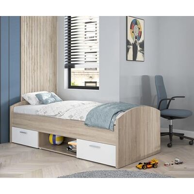 WINNIE - Jugendbett mit Stauraum 90x200 cm Sonoma Eiche - 90x200 cm - Bed WINNIE - Jugendbett mit Stauraum 90x200 cm Sonoma Eiche - 90x200 cm - Bed