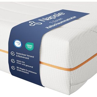 NAPSIE 7-Zonen Matratze H3 &H2 Beidseitig nutzbar Ergonomische Kaltschaummatratze Hypoaller(140 x 200 cm NAPSIE 7-Zonen Matratze H3 &H2 Beidseitig nutzbar Ergonomische Kaltschaummatratze Hypoaller(140 x 200 cm