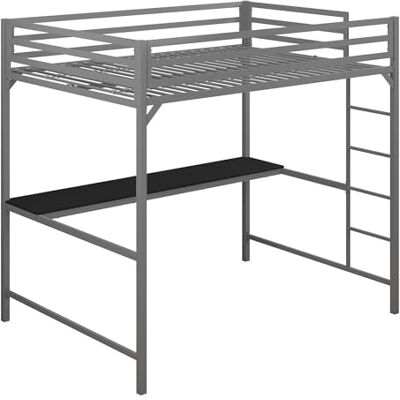 DHP Furniture Miles Metall-Hochbett mit Schreibtisch, Silber, Doppelbett, 144 x 197 x 183 cm (L x W x H) DHP Furniture Miles Metall-Hochbett mit Schreibtisch, Silber, Doppelbett, 144 x 197 x 183 cm (L x W x H)