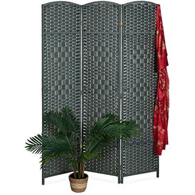 Relaxdays Paravent, 3-teilig, Faltbarer Raumtrenner, HxB 170x120 cm, für innen, Trennwand, Holz, Papierseil, grau Relaxdays Paravent, 3-teilig, Faltbarer Raumtrenner, HxB 170x120 cm, für innen, Trennwand, Holz, Papierseil, grau