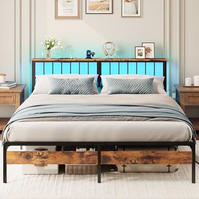 IRONCK Bett 140x200, Doppelbett mit Metall-Lattenrost Unterbettaufbewahrung IRONCK Bett 140x200, Doppelbett mit Metall-Lattenrost Unterbettaufbewahrung