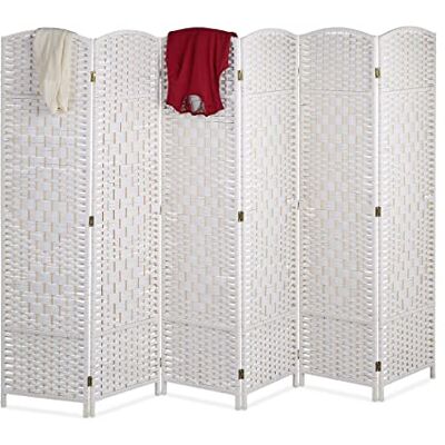 Relaxdays Paravent Raumteiler, HxB: 170 x 240 cm, Faltbarer Raumtrenner, 6-teiliger Sichtschutz, Holz & Papierseil, weiß Relaxdays Paravent Raumteiler, HxB: 170 x 240 cm, Faltbarer Raumtrenner, 6-teiliger Sichtschutz, Holz & Papierseil, weiß