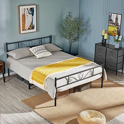 Yaheetech Bettrahmen Metallbett Bettgestell aus Metall, Doppelbett für 140 x 200 cm Matratze, Gästebett für kleine Räume, Schwarz Yaheetech Bettrahmen Metallbett Bettgestell aus Metall, Doppelbett für 140 x 200 cm Matratze, Gästebett für kleine Räume, Schwarz