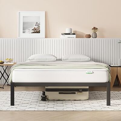 Novilla Bettgestell 180 x 200 cm, Bettrahmen mit Lattenrost, Bettgestelle aus Metall mit Lattenrost, Doppelbettgestell, Stauraum unter dem Bett, Einfach Montage, Schwarz Novilla Bettgestell 180 x 200 cm, Bettrahmen mit Lattenrost, Bettgestelle aus Metall mit Lattenrost, Doppelbettgestell, Stauraum unter dem Bett, Einfach Montage, Schwarz