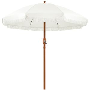 Yaheetech Romantischer Quasten Sonnenschirm Ø 215 cm Klappbarer Gartenschirm 8-Glasfaserrippen-Schirm mit Fransen Kurbelschirm Schirm Sonnenschutz Terrassenschirm UV-Schutz, ohne Ständer, Cremeweiß Yaheetech Romantischer Quasten Sonnenschirm Ø 215 cm Klappbarer Gartenschirm 8-Glasfaserrippen-Schirm mit Fransen Kurbelschirm Schirm Sonnenschutz Terrassenschirm UV-Schutz, ohne Ständer, Cremeweiß