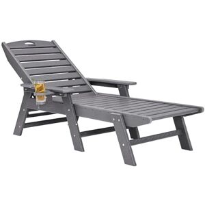 VEVOR Sonnenliege, 181 kg Tragkraft, HDPE Gartenliege, Strandliege mit 6-Fach Verstellbarer Rückenlehne, Armlehne, Getränkehalter, Balkonliege, Terrassenliege für Pool, Terrasse, Patio, Rasen, Grau VEVOR Sonnenliege, 181 kg Tragkraft, HDPE Gartenliege, Strandliege mit 6-Fach Verstellbarer Rückenlehne, Armlehne, Getränkehalter, Balkonliege, Terrassenliege für Pool, Terrasse, Patio, Rasen, Grau