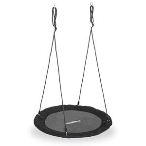 Relaxdays Nestschaukel, Outdoor Schaukel für Kinder & Erwachsene, Ø 110 cm, bis 100 kg, rund, Tellerschaukel, schwarz Relaxdays Nestschaukel, Outdoor Schaukel für Kinder & Erwachsene, Ø 110 cm, bis 100 kg, rund, Tellerschaukel, schwarz