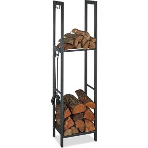 Relaxdays , anthrazit Kaminholzregal mit 2 Ablagen, aus Stahl, 4 Haken für Kaminbesteck, Brennholzregal HBT 150x40x30 cm, 150 x 40 x 30 cm Relaxdays , anthrazit Kaminholzregal mit 2 Ablagen, aus Stahl, 4 Haken für Kaminbesteck, Brennholzregal HBT 150x40x30 cm, 150 x 40 x 30 cm
