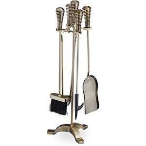 Relaxdays Kaminbesteck, 5-teiliges Set, Schürhaken, Ascheschaufel, Besen, Zange & Ständer, Kamingarnitur, Stahl, Gold Relaxdays Kaminbesteck, 5-teiliges Set, Schürhaken, Ascheschaufel, Besen, Zange & Ständer, Kamingarnitur, Stahl, Gold