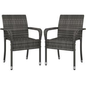 Yaheetech 2er Set Polyrattan Gartenstühle Stapelbar, Rattanstühle Stapelstuhl mit Armlehnen & Rückenlehne, Rattan Stuhl Balkonstuhl für Garten Balkon Terrasse, Grau 58×58×84cm Yaheetech 2er Set Polyrattan Gartenstühle Stapelbar, Rattanstühle Stapelstuhl mit Armlehnen & Rückenlehne, Rattan Stuhl Balkonstuhl für Garten Balkon Terrasse, Grau 58×58×84cm