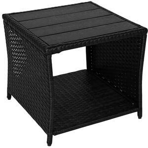 Relaxdays Balkontisch, HxBxT: 40 x 45 x 45 cm, wetterfest, Polyrattan, WPC, Stahl, eckiger Garten Beistelltisch, schwarz Relaxdays Balkontisch, HxBxT: 40 x 45 x 45 cm, wetterfest, Polyrattan, WPC, Stahl, eckiger Garten Beistelltisch, schwarz