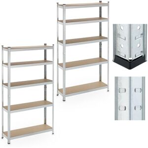 Relaxdays Schwerlastregal, 2er Set, 5 Ebenen, 180x100x30 cm, 500 kg Tragkraft, Stahl, Lagerregal Keller & Garage, Silber Relaxdays Schwerlastregal, 2er Set, 5 Ebenen, 180x100x30 cm, 500 kg Tragkraft, Stahl, Lagerregal Keller & Garage, Silber