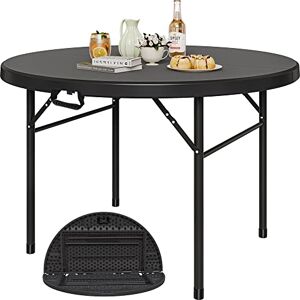 YITAHOME 122cm Runder Klapptisch mit Tragegriff Wetterfest für Outdoor/Indoor, Tragbarer Campingtisch mit Metallrahmen, Kunststoff Gartentisch mit 4cm Tischplatte für Party, Camping, Grill, Schwarz YITAHOME 122cm Runder Klapptisch mit Tragegriff Wetterfest für Outdoor/Indoor, Tragbarer Campingtisch mit Metallrahmen, Kunststoff Gartentisch mit 4cm Tischplatte für Party, Camping, Grill, Schwarz