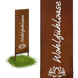 Relaxdays Edelrost Gartendeko, Wohlfühloase, HB: 85x28 cm, Gartenstecker wetterfest, rustikal, zum Stecken, Eisen, braun Relaxdays Edelrost Gartendeko, Wohlfühloase, HB: 85x28 cm, Gartenstecker wetterfest, rustikal, zum Stecken, Eisen, braun