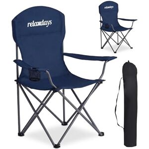 Relaxdays Camping Stuhl, 2er Set, faltbar, Tragetasche, Getränkehalter, 150 kg, Klappstühle, Polyester, Metall, blau Relaxdays Camping Stuhl, 2er Set, faltbar, Tragetasche, Getränkehalter, 150 kg, Klappstühle, Polyester, Metall, blau