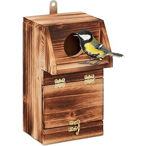 Relaxdays Nistkasten für Kohlmeise & Gartenrotschwanz, mit Reinigungsklappe, Holz, Vogelnistkasten zum Aufhängen, Natur Relaxdays Nistkasten für Kohlmeise & Gartenrotschwanz, mit Reinigungsklappe, Holz, Vogelnistkasten zum Aufhängen, Natur