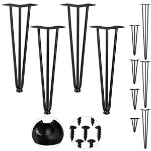Relaxdays Hairpin Legs, 4er Set, 3 Streben, Metall, Haarnadel Tischbein für Hocker, Tisch & Schrank, 40 cm hoch, schwarz Relaxdays Hairpin Legs, 4er Set, 3 Streben, Metall, Haarnadel Tischbein für Hocker, Tisch & Schrank, 40 cm hoch, schwarz