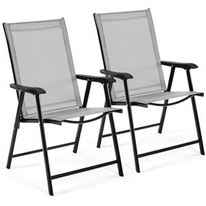 Yaheetech 2er Set Gartenstühle, Hochlehner Klappstühle Terrassenstühle mit Rückenlehne & Armlehnen, Klappbare Outdoor-Stühle Essstühle bis 150 kg Belastbar Grau Yaheetech 2er Set Gartenstühle, Hochlehner Klappstühle Terrassenstühle mit Rückenlehne & Armlehnen, Klappbare Outdoor-Stühle Essstühle bis 150 kg Belastbar Grau