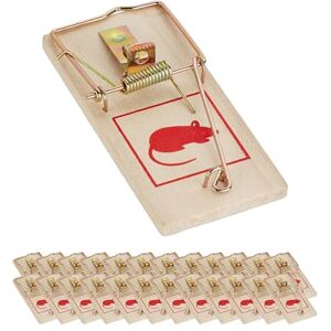 Relaxdays Mausefalle 25er Set, klassische Mäusefallen, wiederverwendbar, giftfrei, Schlagfalle, Metallbügel, Holz, natur Relaxdays Mausefalle 25er Set, klassische Mäusefallen, wiederverwendbar, giftfrei, Schlagfalle, Metallbügel, Holz, natur