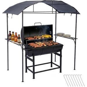 Relaxdays Grill Pavillon, HxBxT: 230 x 210 x 116 cm, mit Seitenregalen, Metall, Polyester, Grillhütte Garten, anthrazit Relaxdays Grill Pavillon, HxBxT: 230 x 210 x 116 cm, mit Seitenregalen, Metall, Polyester, Grillhütte Garten, anthrazit