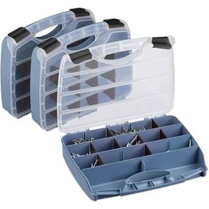 Relaxdays Sortierbox 3er Set, verschließbarer Werkzeugkasten, Kleinteilebox konfigurierbar, HBT 6x32x26 cm, grau-schwarz Relaxdays Sortierbox 3er Set, verschließbarer Werkzeugkasten, Kleinteilebox konfigurierbar, HBT 6x32x26 cm, grau-schwarz