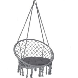 VOUNOT Hängesessel mit Fransen und bequemen Sitzkissen, Durchmesser 80 cm, Schaukelstuhl für Innen- und Außenbereich, Hängesitz, Dunkelgrau VOUNOT Hängesessel mit Fransen und bequemen Sitzkissen, Durchmesser 80 cm, Schaukelstuhl für Innen- und Außenbereich, Hängesitz, Dunkelgrau