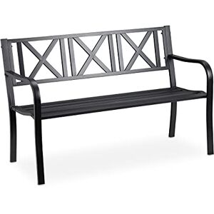 Relaxdays Gartenbank, 2 Sitzer, Terrasse, Balkon, Stahl, stabile Garten Sitzbank, HxBxT: 80,5 x 127 x 63 cm, schwarz Relaxdays Gartenbank, 2 Sitzer, Terrasse, Balkon, Stahl, stabile Garten Sitzbank, HxBxT: 80,5 x 127 x 63 cm, schwarz