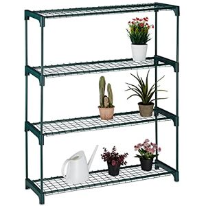 Relaxdays Pflanzenregal, 4 Ablagen, für Blumen- & Pflanzentöpfe, Indoor, Metall & Kunststoff, HBT 109x91x28,5 cm, grün Relaxdays Pflanzenregal, 4 Ablagen, für Blumen- & Pflanzentöpfe, Indoor, Metall & Kunststoff, HBT 109x91x28,5 cm, grün